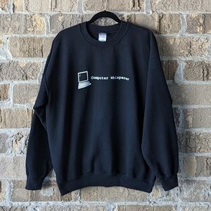 Vintage 90s Computer Whisperer Crew Neck Sweatshirt Black Unisex Large